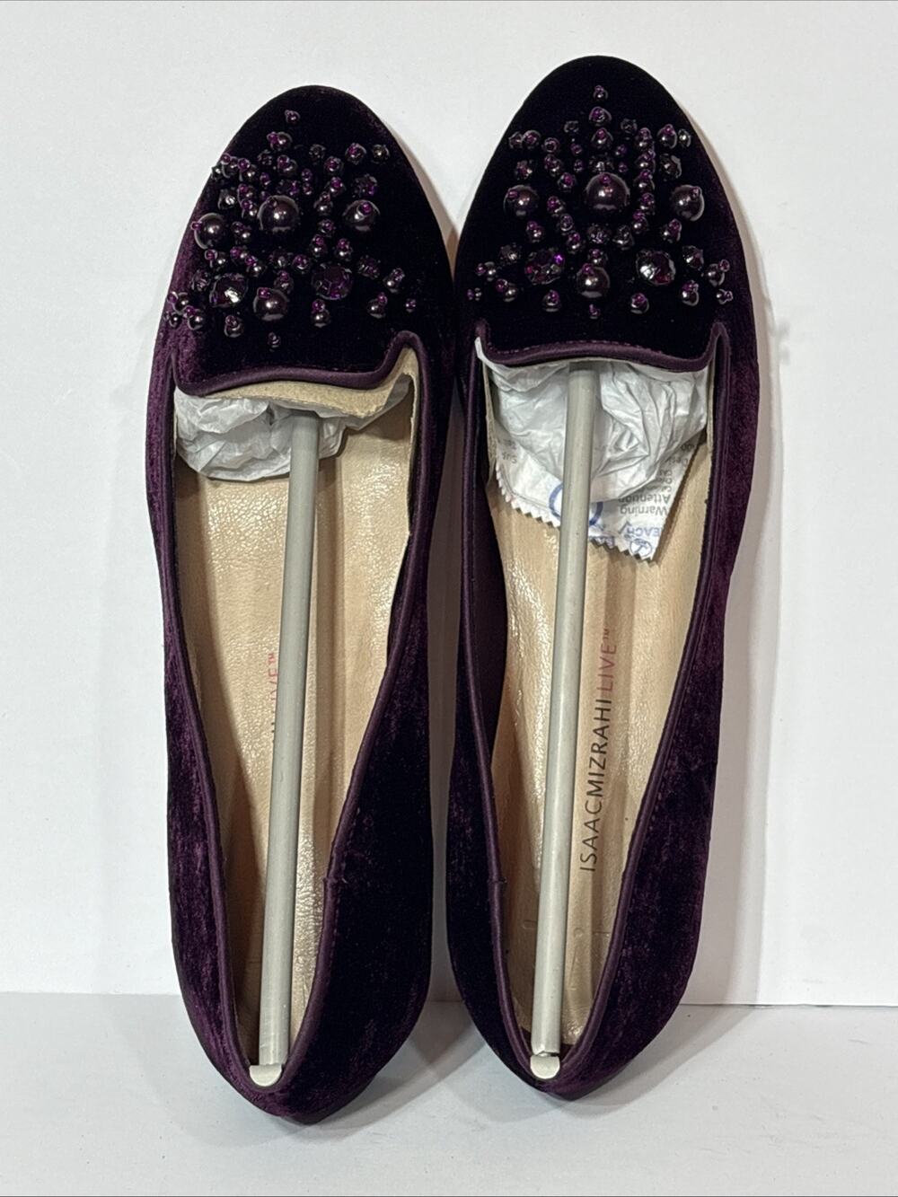 Isaac Mizrahi Live! plum velvet loafers New Without Box size 7
